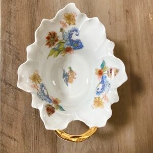 HAVILAND LIMOGES FRANCE MAYONNAISE SAUCE CANDY DISH LEAF SHAPE BOWL 1958 RARE